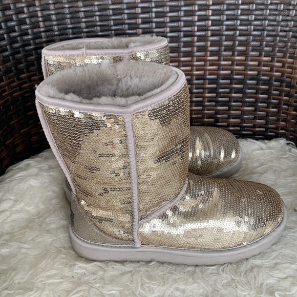 UGG Classic Gold Sequin Ankle Boots - Picture 5 of 16
